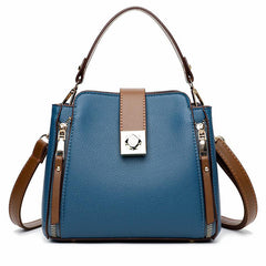 Faux Leather Crossbody Bag Top Handle Purse Zipper Bucket Bag