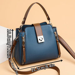 Faux Leather Crossbody Bag Top Handle Purse Zipper Bucket Bag