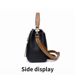 Faux Leather Crossbody Bag Top Handle Purse Zipper Bucket Bag