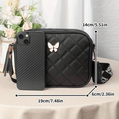 Argyle Pattern Shoulder Bag Quilted Crossbody Bag