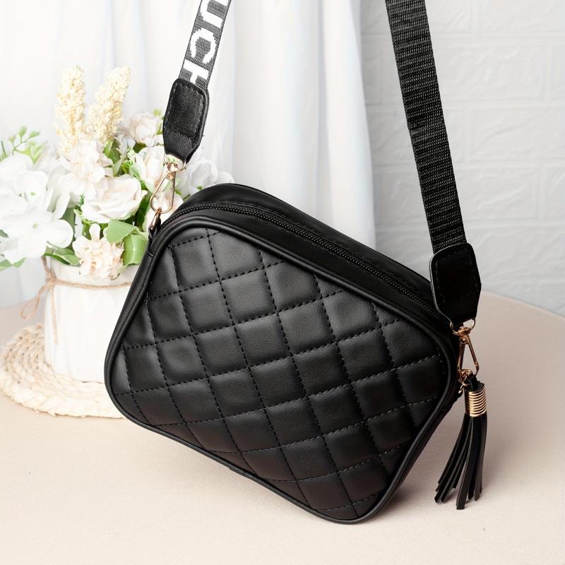 Argyle Pattern Shoulder Bag Quilted Crossbody Bag