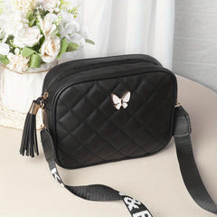Argyle Pattern Shoulder Bag Quilted Crossbody Bag