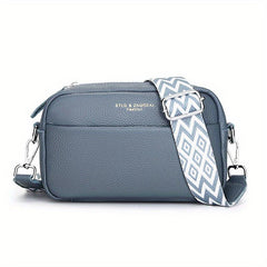 Leather Crossbody Bag Wide Guitar Strap Shoulder Bag For Women