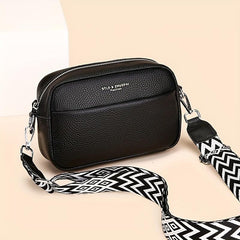Leather Crossbody Bag Wide Guitar Strap Shoulder Bag For Women