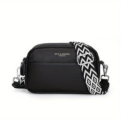 Leather Crossbody Bag Wide Guitar Strap Shoulder Bag For Women