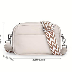 Leather Crossbody Bag Wide Guitar Strap Shoulder Bag For Women