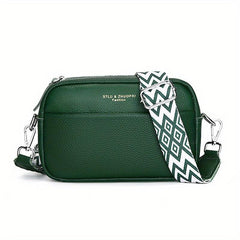 Leather Crossbody Bag Wide Guitar Strap Shoulder Bag For Women