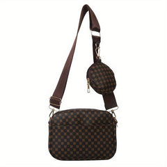 Geometric Print Crossbody Bag PU Leather Shoulder Bag