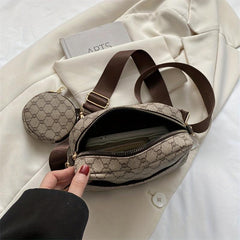 Geometric Print Crossbody Bag PU Leather Shoulder Bag