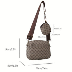 Geometric Print Crossbody Bag PU Leather Shoulder Bag