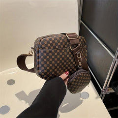 Geometric Print Crossbody Bag PU Leather Shoulder Bag