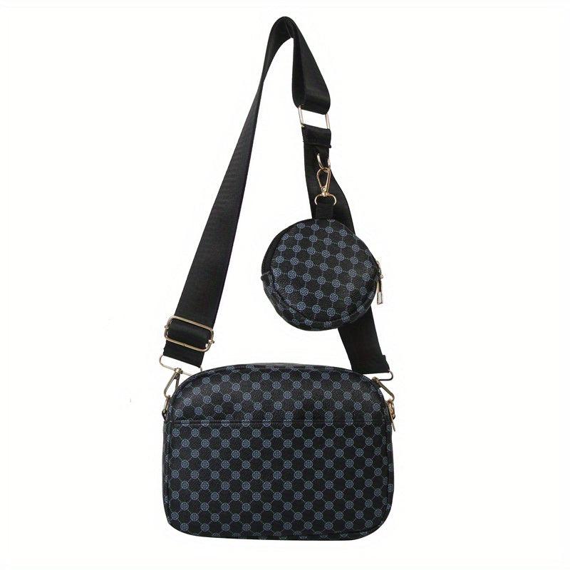 Geometric Print Crossbody Bag PU Leather Shoulder Bag