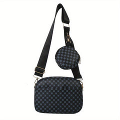 Geometric Print Crossbody Bag PU Leather Shoulder Bag