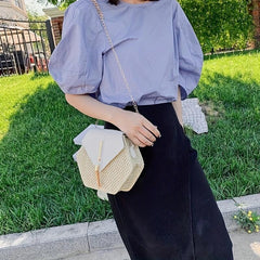 Hexagonal Crossbody Bag Tassel Chain Shoulder Bag