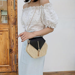 Hexagonal Crossbody Bag Tassel Chain Shoulder Bag