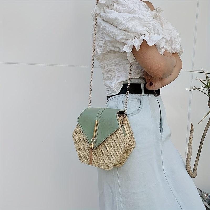 Hexagonal Crossbody Bag Tassel Chain Shoulder Bag