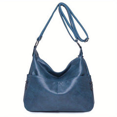 Large Capacity Hobo Bag Solid PU Leather Crossbody Bag Women's Shoulder Satchel