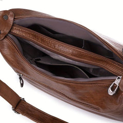 Large Capacity Hobo Bag Solid PU Leather Crossbody Bag Women's Shoulder Satchel