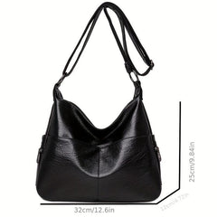 Large Capacity Hobo Bag Solid PU Leather Crossbody Bag Women's Shoulder Satchel