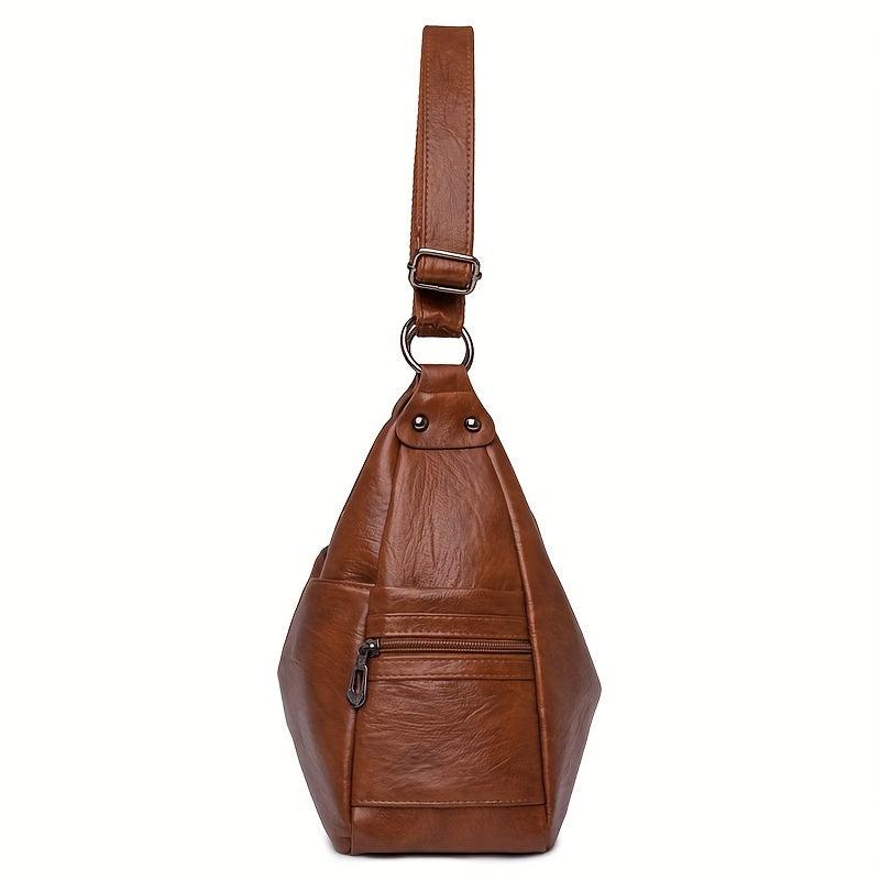Large Capacity Hobo Bag Solid PU Leather Crossbody Bag Women's Shoulder Satchel