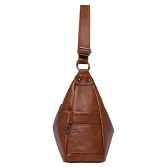 Large Capacity Hobo Bag Solid PU Leather Crossbody Bag Women's Shoulder Satchel