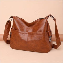 Large Capacity Hobo Bag Solid PU Leather Crossbody Bag Women's Shoulder Satchel