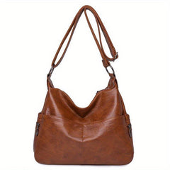 Large Capacity Hobo Bag Solid PU Leather Crossbody Bag Women's Shoulder Satchel