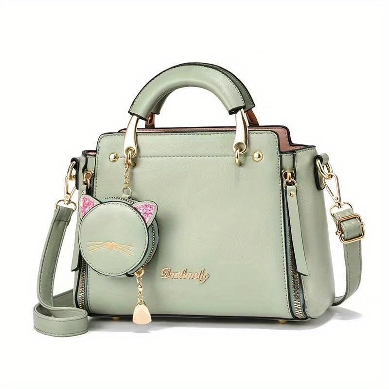 Sweet Cat Handbags PU Crossbody Bag Top Handle Satchel Bag With Coin Purse