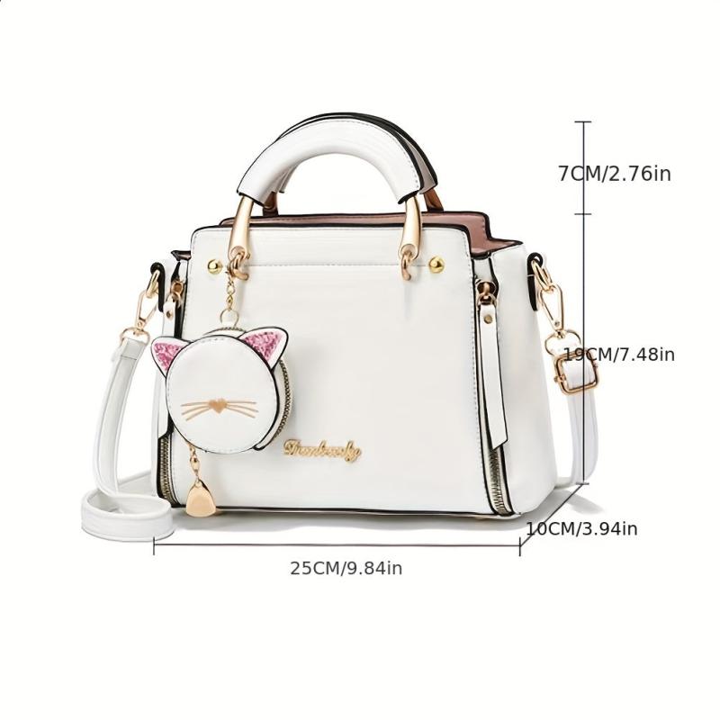 Sweet Cat Handbags PU Crossbody Bag Top Handle Satchel Bag With Coin Purse