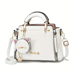 Sweet Cat Handbags PU Crossbody Bag Top Handle Satchel Bag With Coin Purse