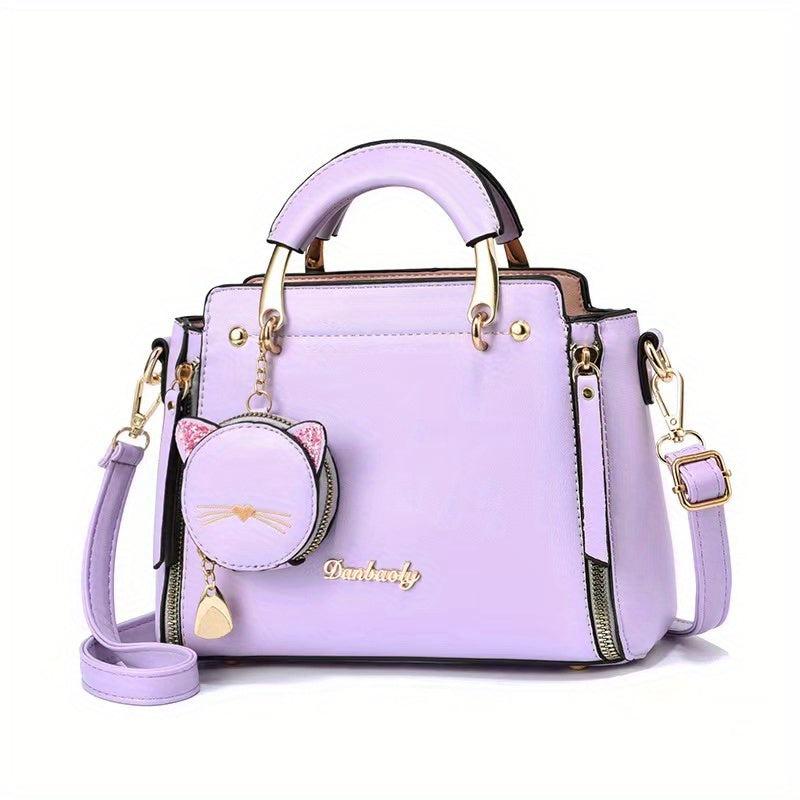 Sweet Cat Handbags PU Crossbody Bag Top Handle Satchel Bag With Coin Purse