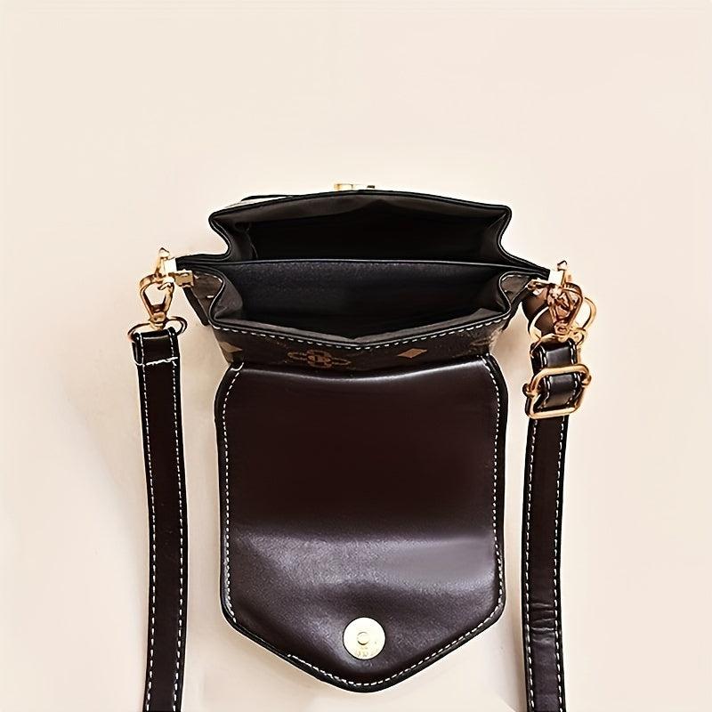 Letter Print Crossbody Phone Bag Women's Square Purse