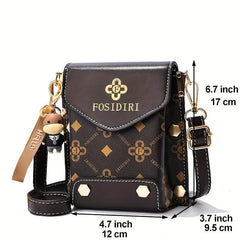 Letter Print Crossbody Phone Bag Women's Square Purse