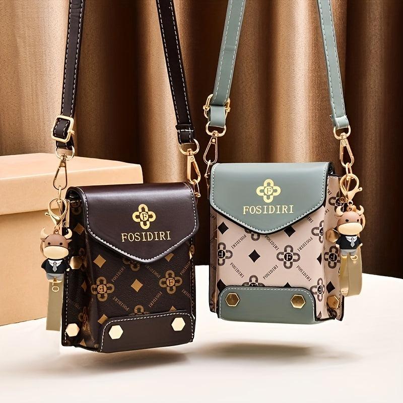 Letter Print Crossbody Phone Bag Women's Square Purse