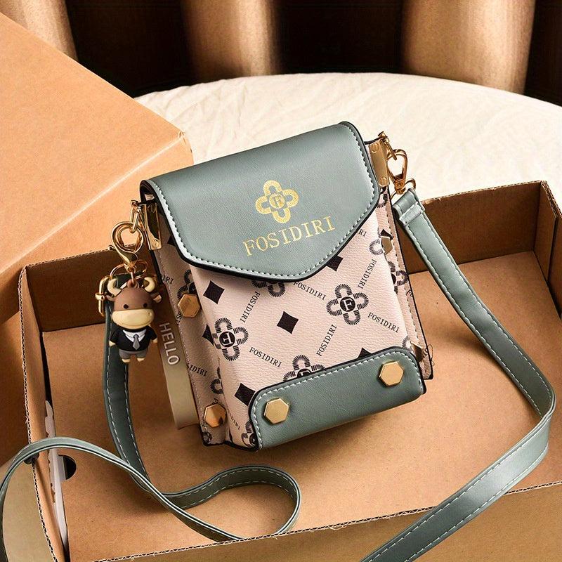 Letter Print Crossbody Phone Bag Women's Square Purse