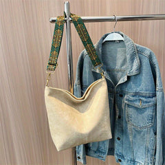 Vintage Bucket Bag Women Wide Strap Crossbody Large Capacity Shoulder