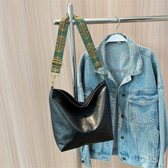 Vintage Bucket Bag Women Wide Strap Crossbody Large Capacity Shoulder