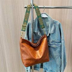 Vintage Bucket Bag Women Wide Strap Crossbody Large Capacity Shoulder