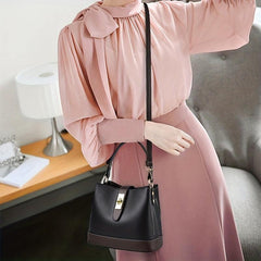 Handheld Bucket Bag Crossbody Bag PU Leather Handbag