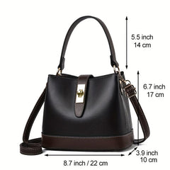 Handheld Bucket Bag Crossbody Bag PU Leather Handbag