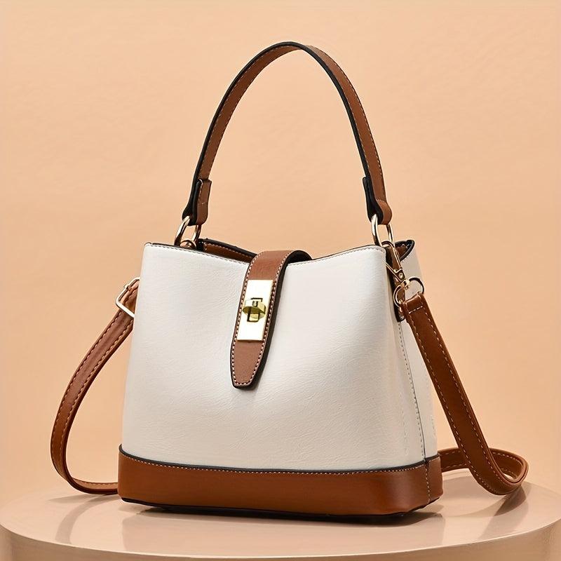 Handheld Bucket Bag Crossbody Bag PU Leather Handbag
