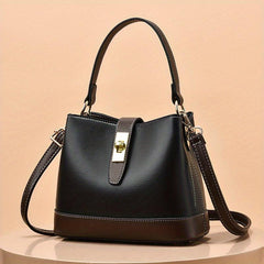 Handheld Bucket Bag Crossbody Bag PU Leather Handbag