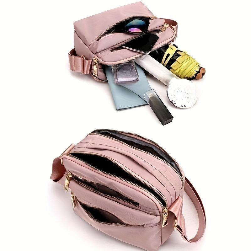 Nylon Crossbody Bag Small Zipper Handbag with Pockets