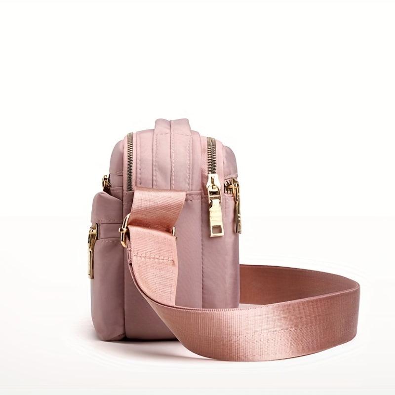Nylon Crossbody Bag Small Zipper Handbag with Pockets