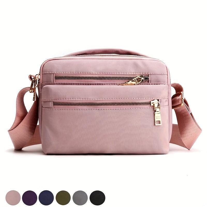 Nylon Crossbody Bag Small Zipper Handbag with Pockets