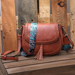 Leopard Crossbody Saddle Bag w/ Tassel Trim & Convertible Strap