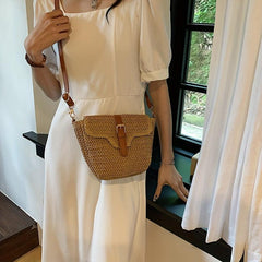 Boho Style Straw Crossbody Bag for Summer Travel