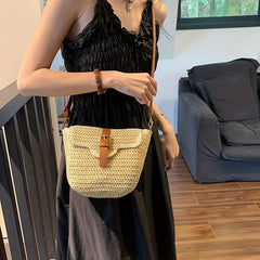 Boho Style Straw Crossbody Bag for Summer Travel