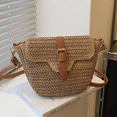 Boho Style Straw Crossbody Bag for Summer Travel