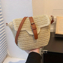 Boho Style Straw Crossbody Bag for Summer Travel